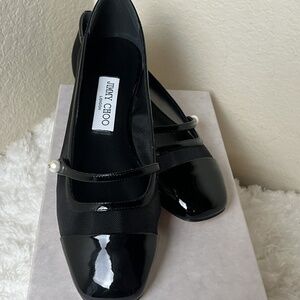 Jimmy Choo Elisa Flats Ballerina Mesh Patent Leather Women's Size:6 | IT 36